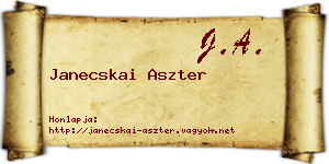 Janecskai Aszter névjegykártya